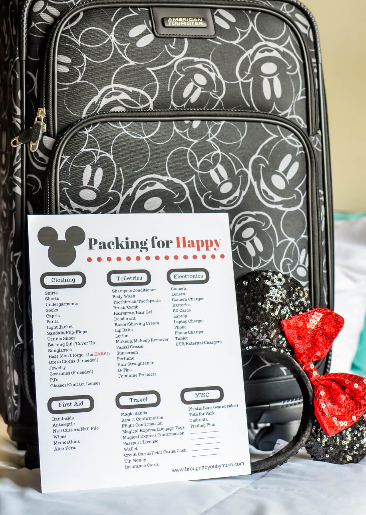Simple Disney World Packing List - A basic list to inspire ideas of needs to pack to travel to Disney.