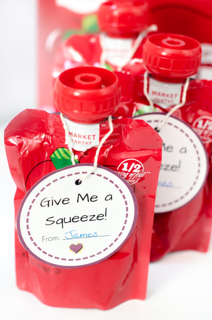 Printable Valentine's Day Cards that are perfect to attach as Squeezable Pouches Valentines.