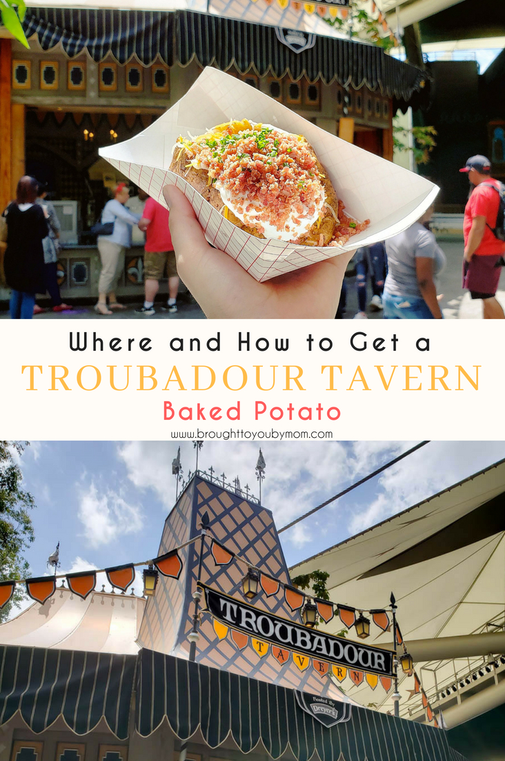 Troubadour Tavern Baked Potato. Where is the Troubadour Tavern at Disneyland? How to get the Troubadour Tavern Baked Potato? Get the answers here! #Disneyland #Travel