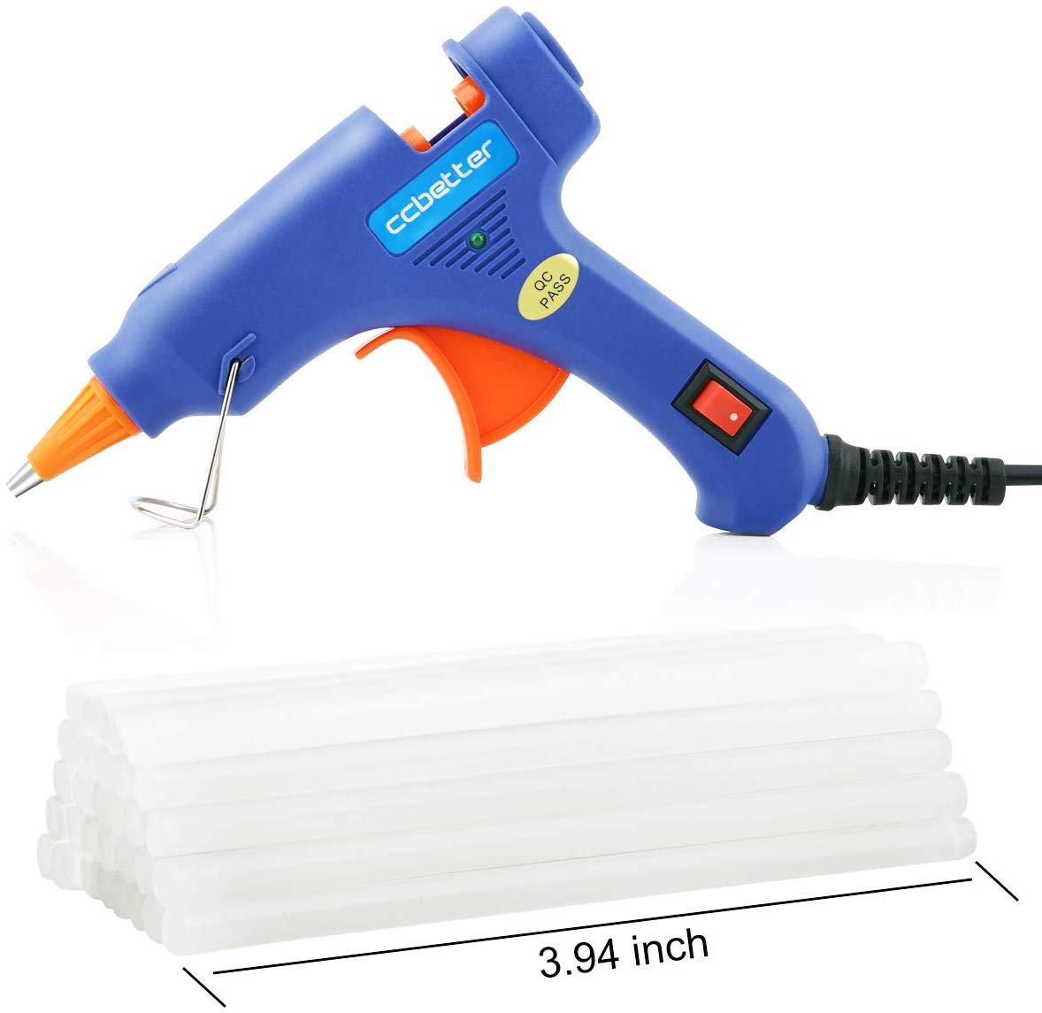 ccbetter Upgraded Mini Hot Melt Glue Gun with 30pcs Glue Sticks,Removable Anti-hot Cover Glue Gun Kit with Flexible Trigger for DIY Small Craft Projects & Sealing and Quick Daily Repairs 20-watt,Blue