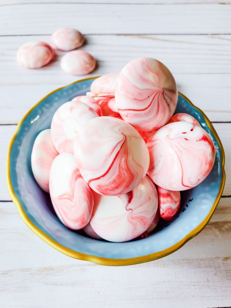 peppermint candy drops in bowl