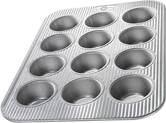USA Pan (1200MF) Bakeware Cupcake and Muffin Pan, 12 Well, Nonstick & Quick Release Coating, Made in the USA from Aluminized Steel