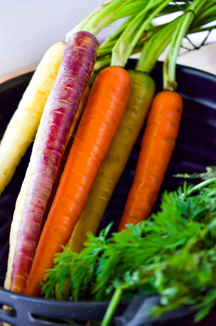 colorful carrots in air fryer basket