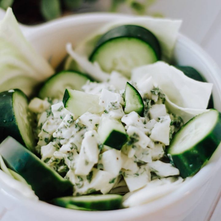 egg white salad over greens